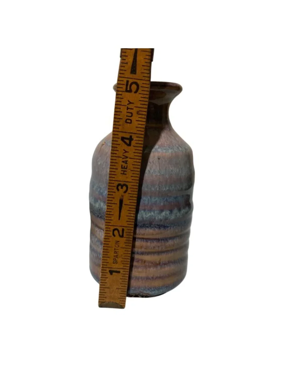 Signed Studio Art Pottery Blue And Purple Small Bud Vase